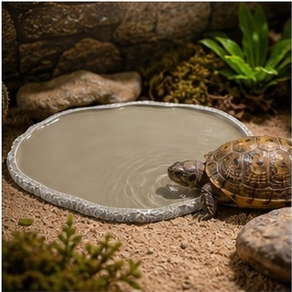 Water Dish Reptile - 樹脂製ペット用給餌皿、爬虫類用給餌ボウル、滑り止め加工、安定性、ビビリアム用、餌と水を入れる容器、カメ、ヤモリ、ヘビの飼育用トレイ。