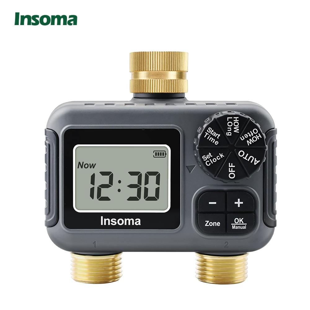 Timer Dual Outlet - デュアルコンセントスマート灌漑散水システム自動散水タイマー散水蛇口ホースプログラマー庭屋外用