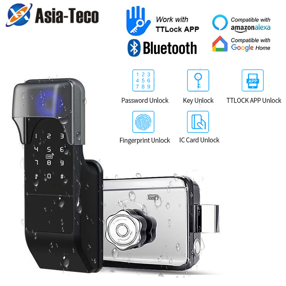 Glass Door Hinge - 防水ttlock IP65,指紋,スマートドア,屋外ゲート,Bluetoothパスワード,13.56mhz,デッドボルトロック,メカニカルキーロック