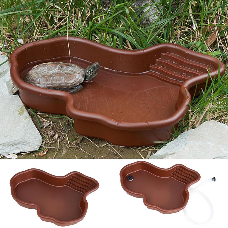 カメの餌皿爬虫類入浴プールランプと日光浴テラス水族館の装飾カ - Water Dish Reptile のレビューと価格