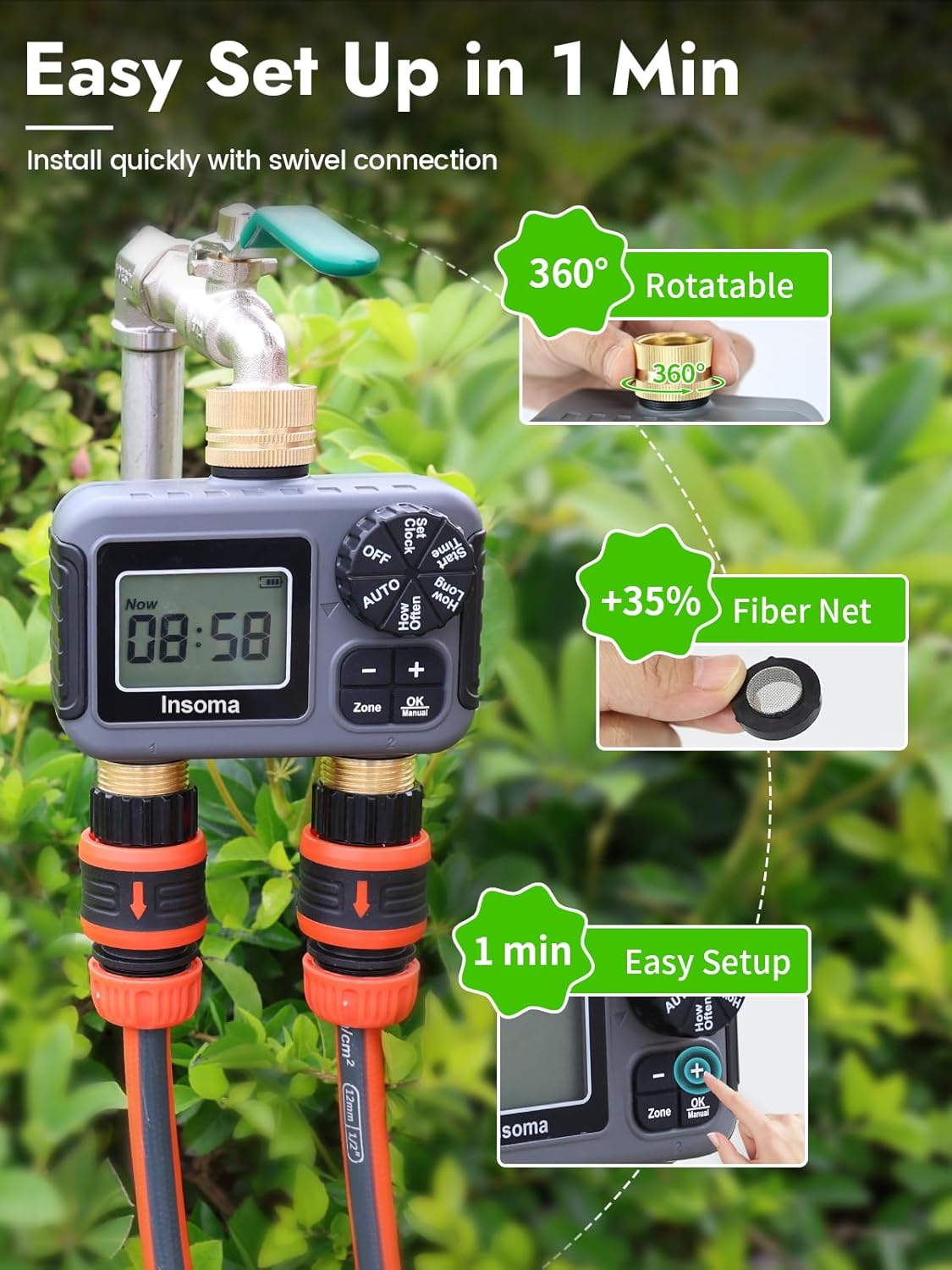 デュアルコンセントスマート灌漑散水システム自動散水タイマー散 - Timer Dual Outlet のレビューと価格