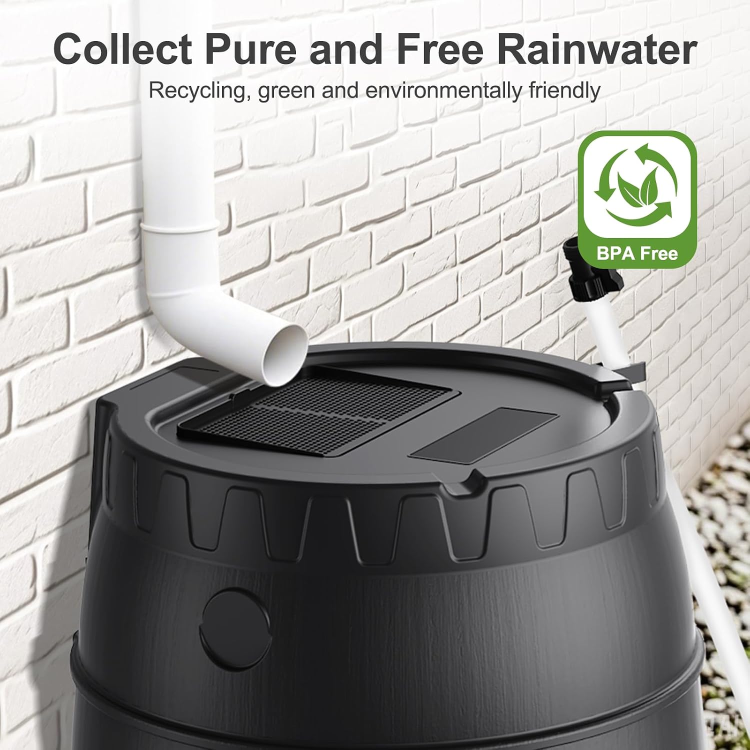 45ガロン雨水タンク貯水容器、雨どい排水口用の高架スタンド付 - Screen Top Mesh のレビューと価格