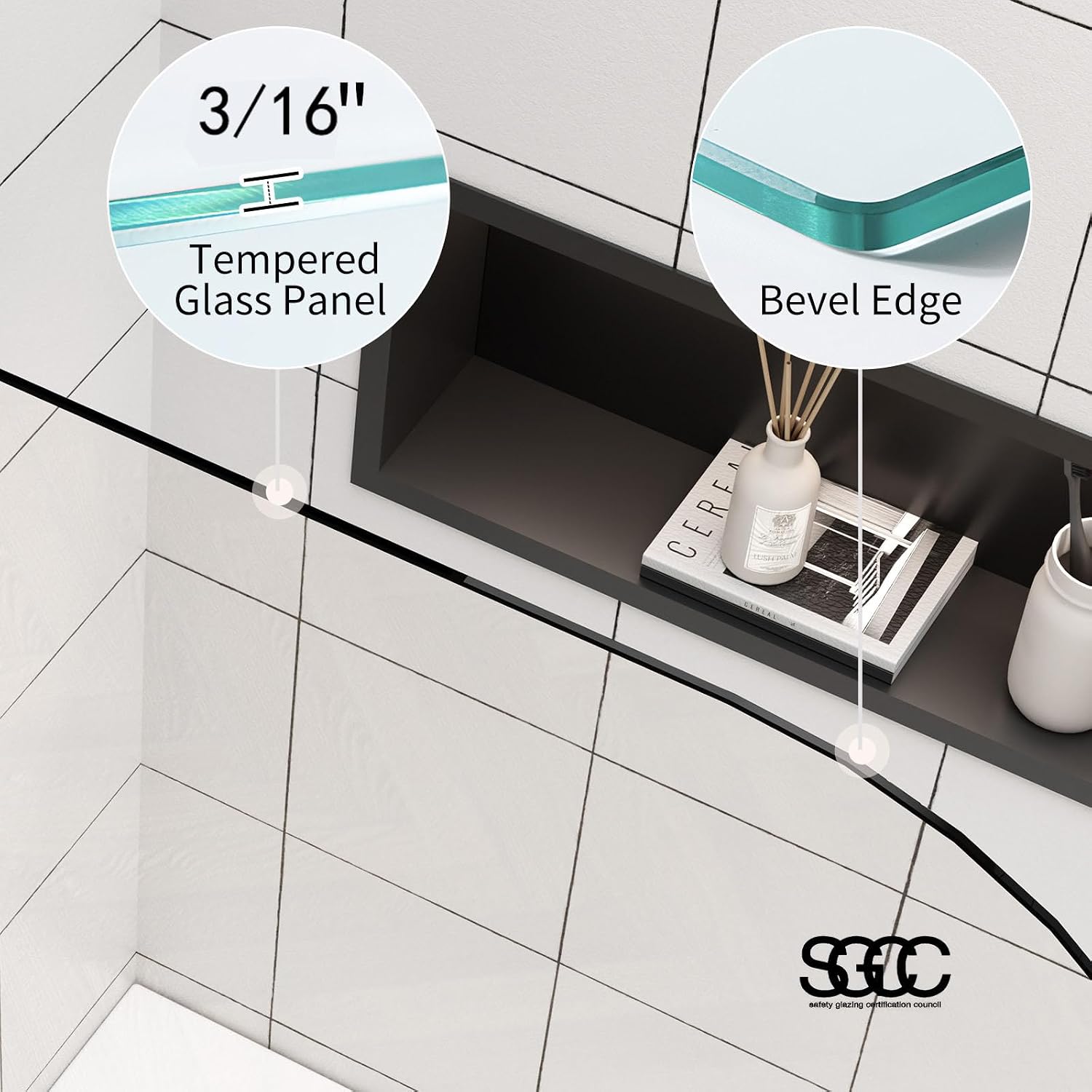 幅34インチ x 高さ59インチ ピボット式浴槽シャワードア - Glass Door Hinge のレビューと価格